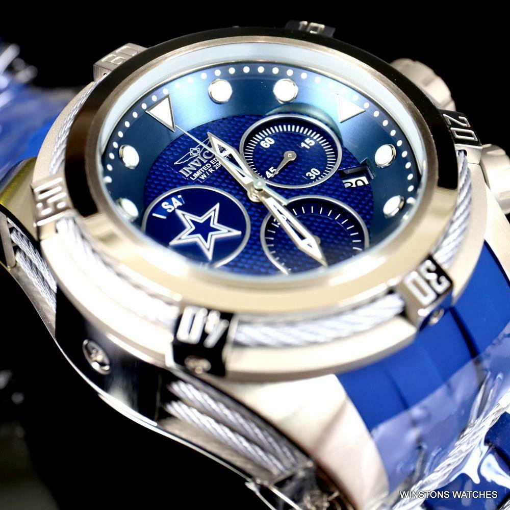 Invicta NFL Bolt Zeus Dallas Cowboys Chronograph Swiss Mvt Blue 52mm Watch New
