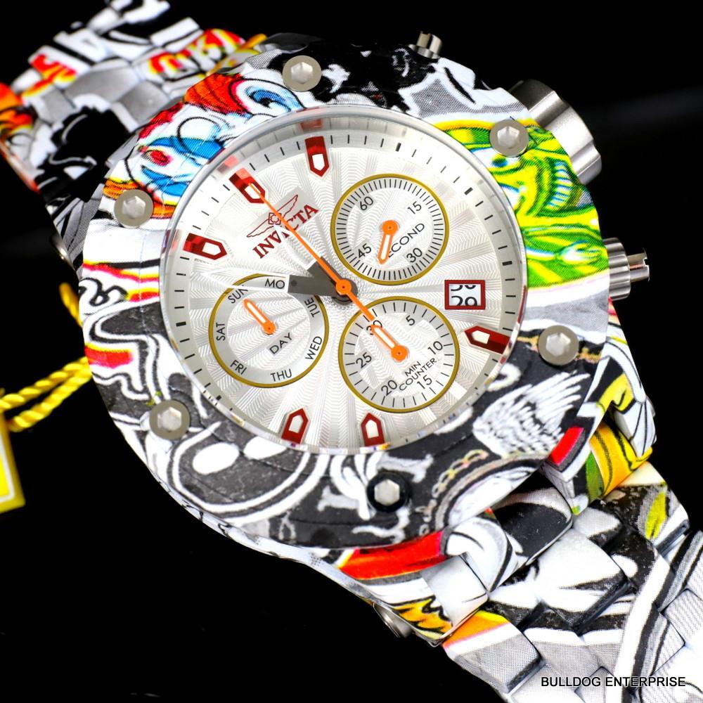 Invicta Subaqua Specialty Graffiti Hydroplated Steel Swiss Mvt Watch 52mm New