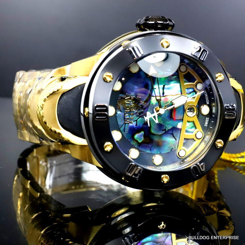 Invicta Reserve Kraken Swiss R150 Automatic Abalone Gold Plated Watch 52mm New