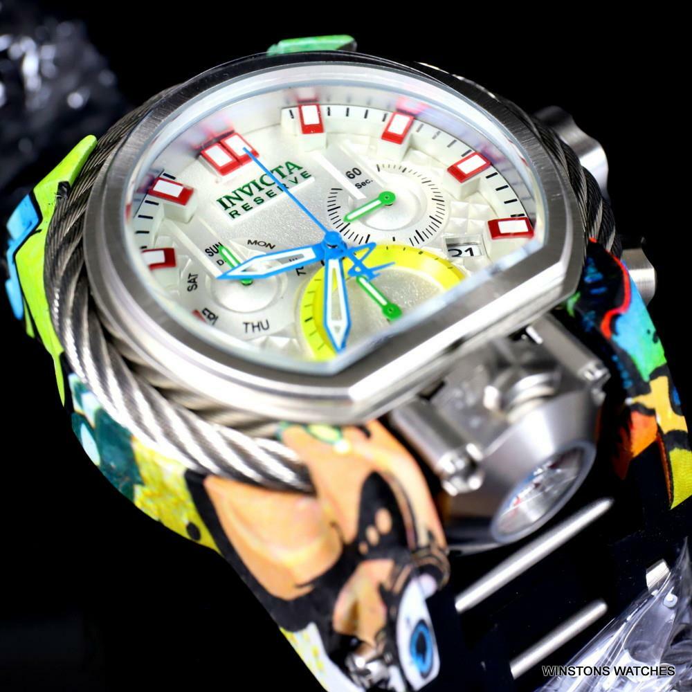 Invicta Reserve Bolt Zeus Magnum Graffiti White Swiss Mvt Dials Watch 52mm New