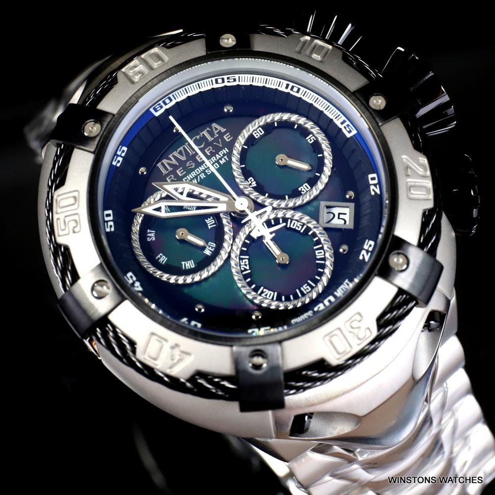 Invicta Reserve Thunderbolt Black MOP Chronograph Steel 56mm Swiss Mvt Watch New