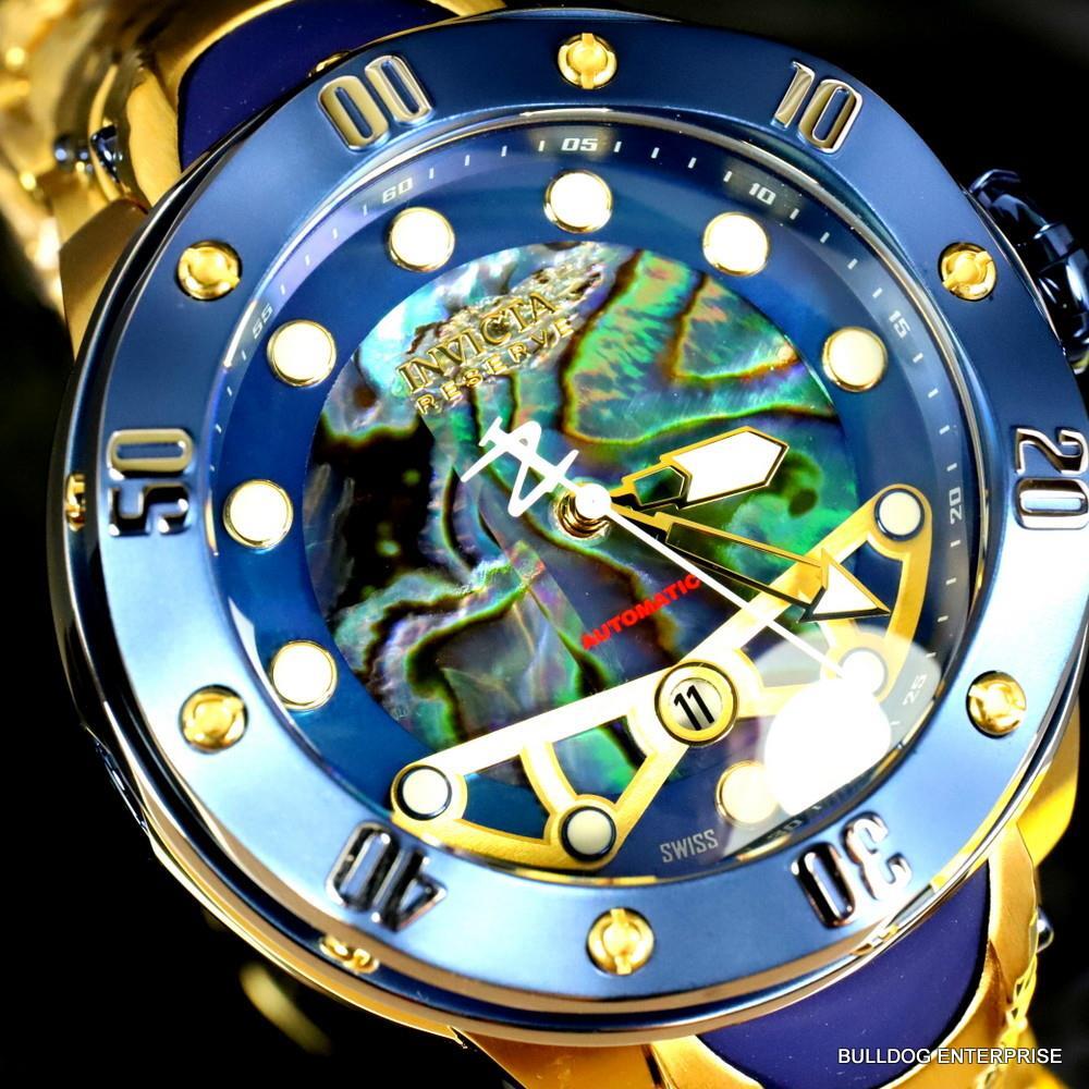 Invicta Reserve Kraken Swiss R150 Automatic Abalone Gold Plated Watch 52mm New