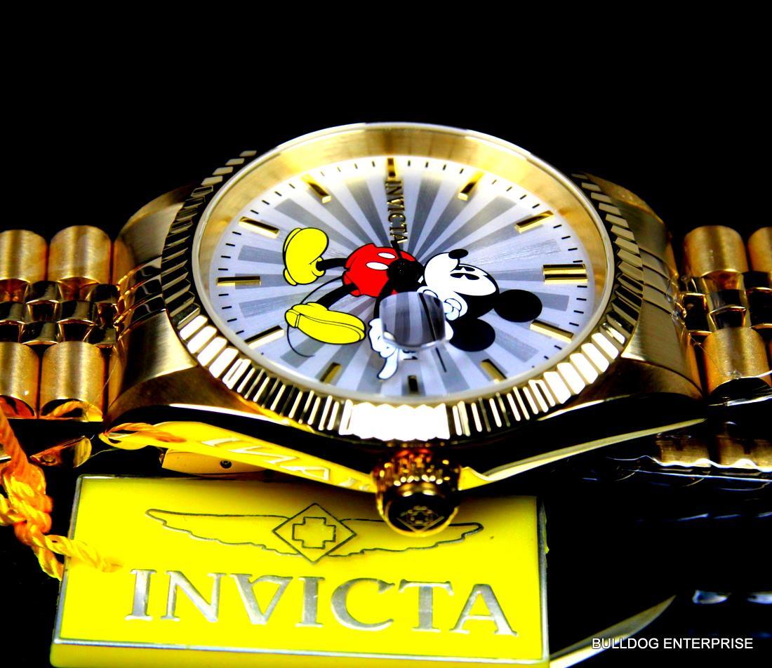 Invicta Disney Mickey Mouse Steel Gold Plated Limited Edition Watch New