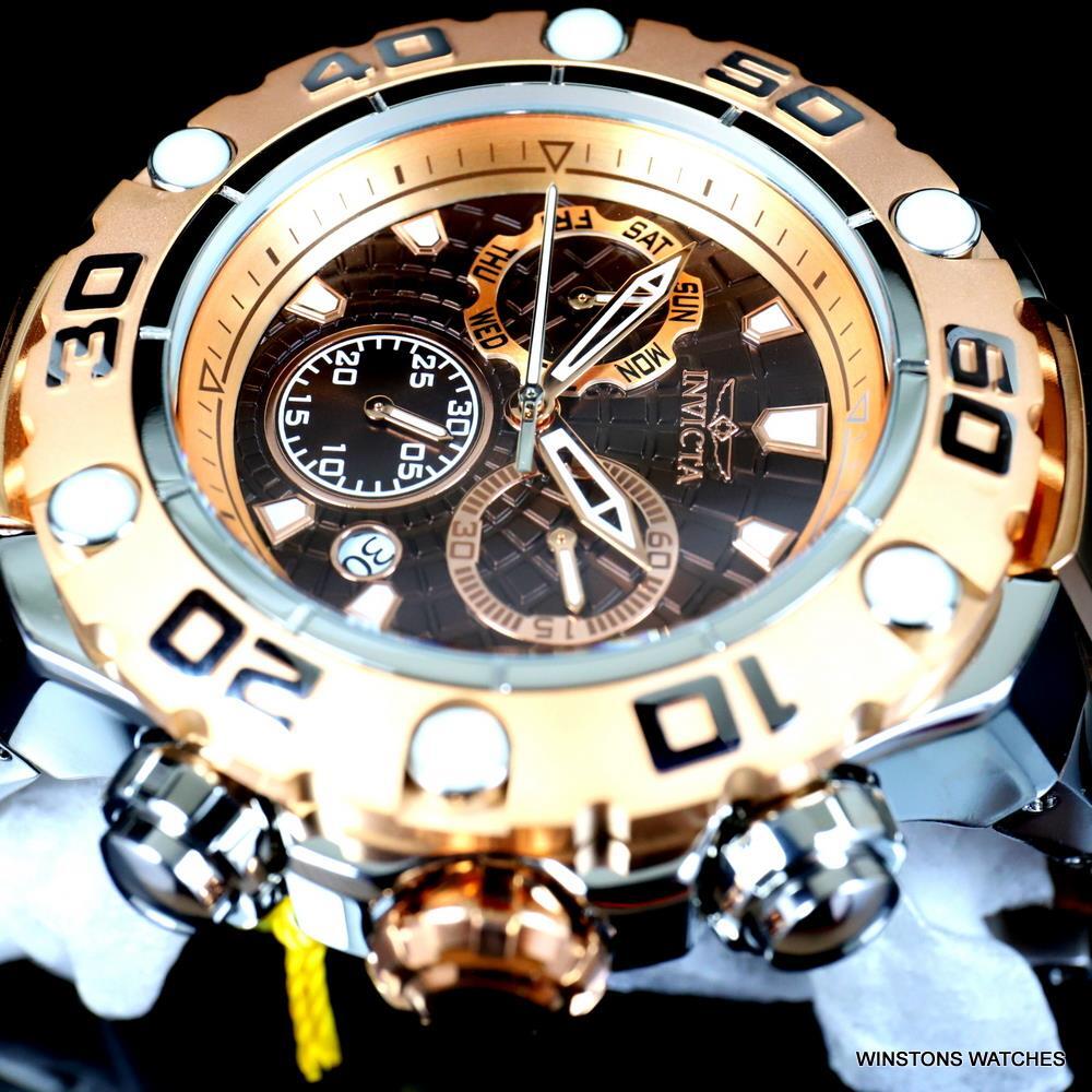 Invicta Excursion High Polish Rose Gold Steel Swiss Mvt 57mm Brown Watch New