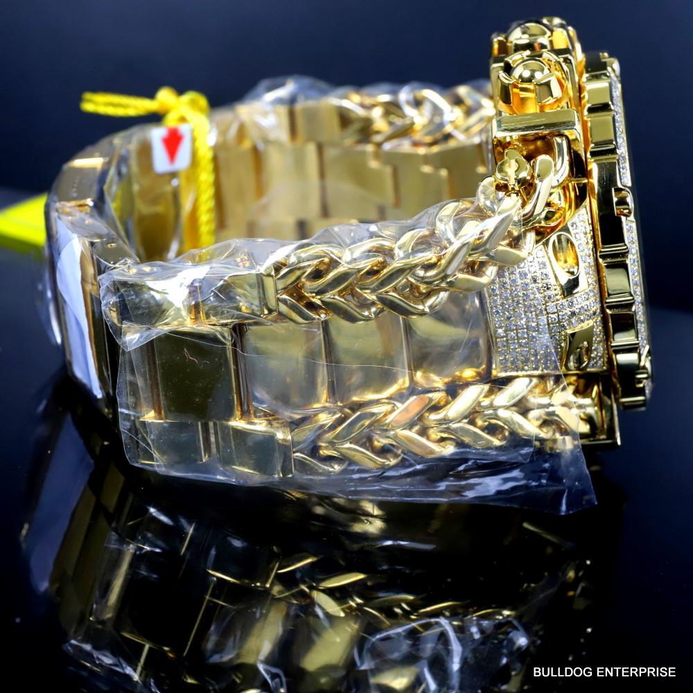 Invicta Reserve Gladiator 2.92CTW Diamond Swiss Gold Plated Steel 61mm Watch New