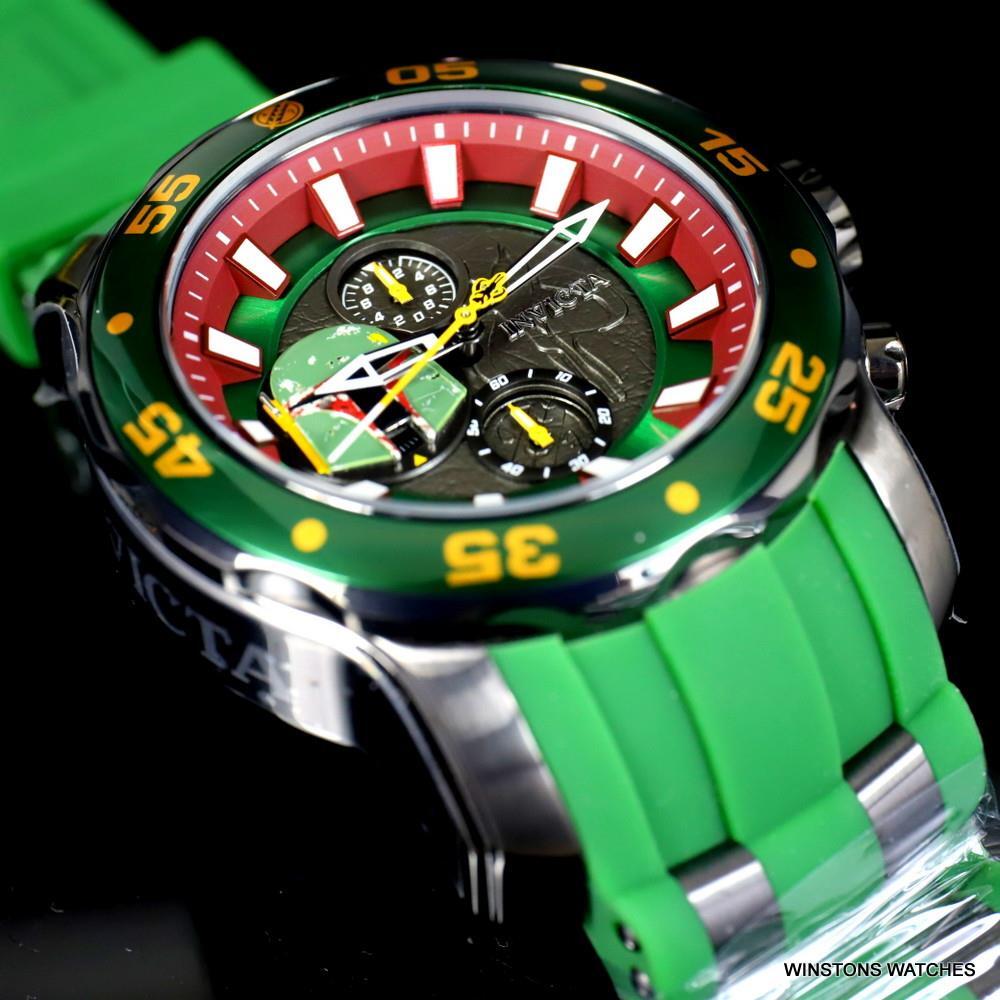 Invicta Star Wars Boba Fett Pro Diver Scuba Green 48mm Chronograph Watch New