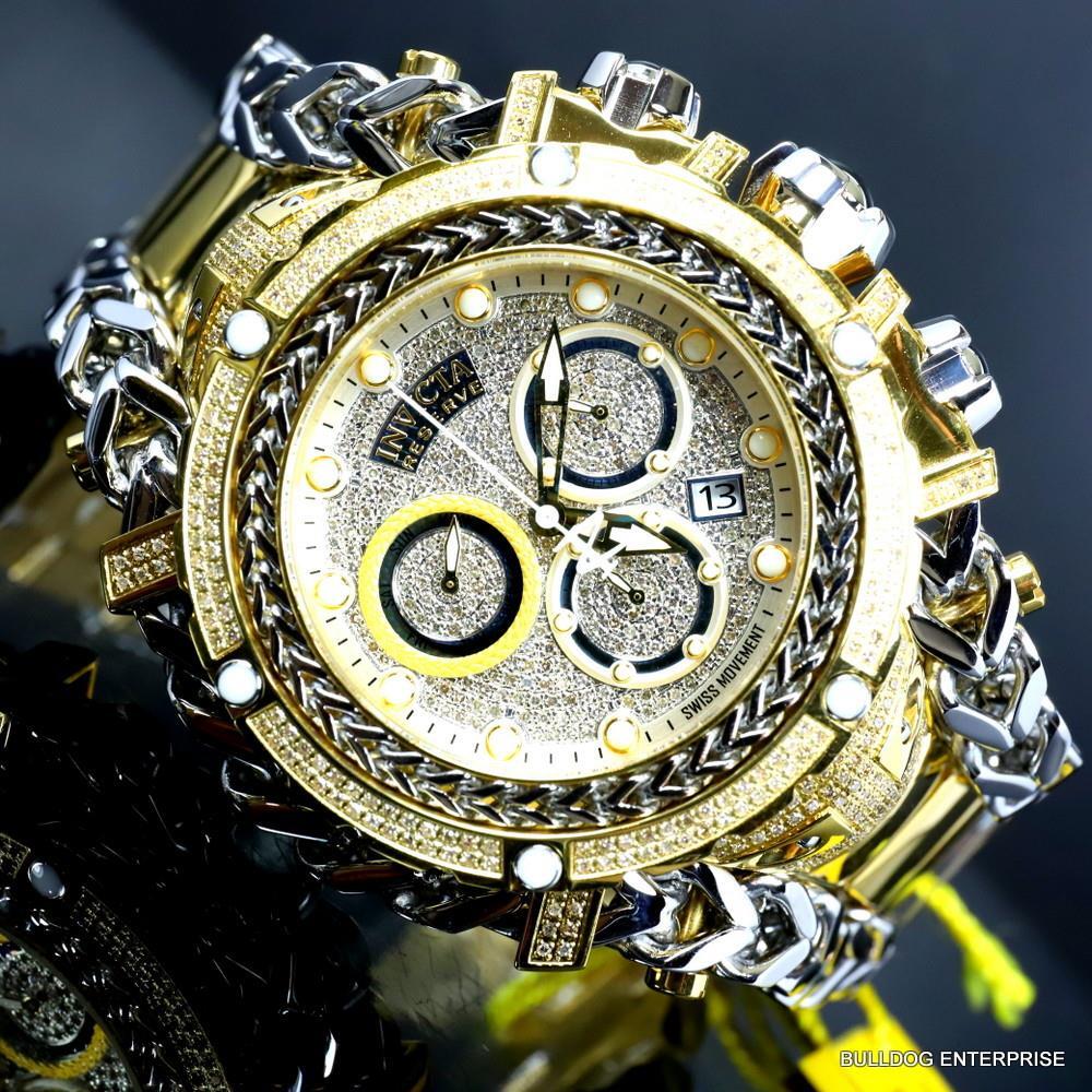 Invicta Reserve Gladiator 2.92CTW Diamond 2 Tone Gold Plate Swiss 61mm Watch New