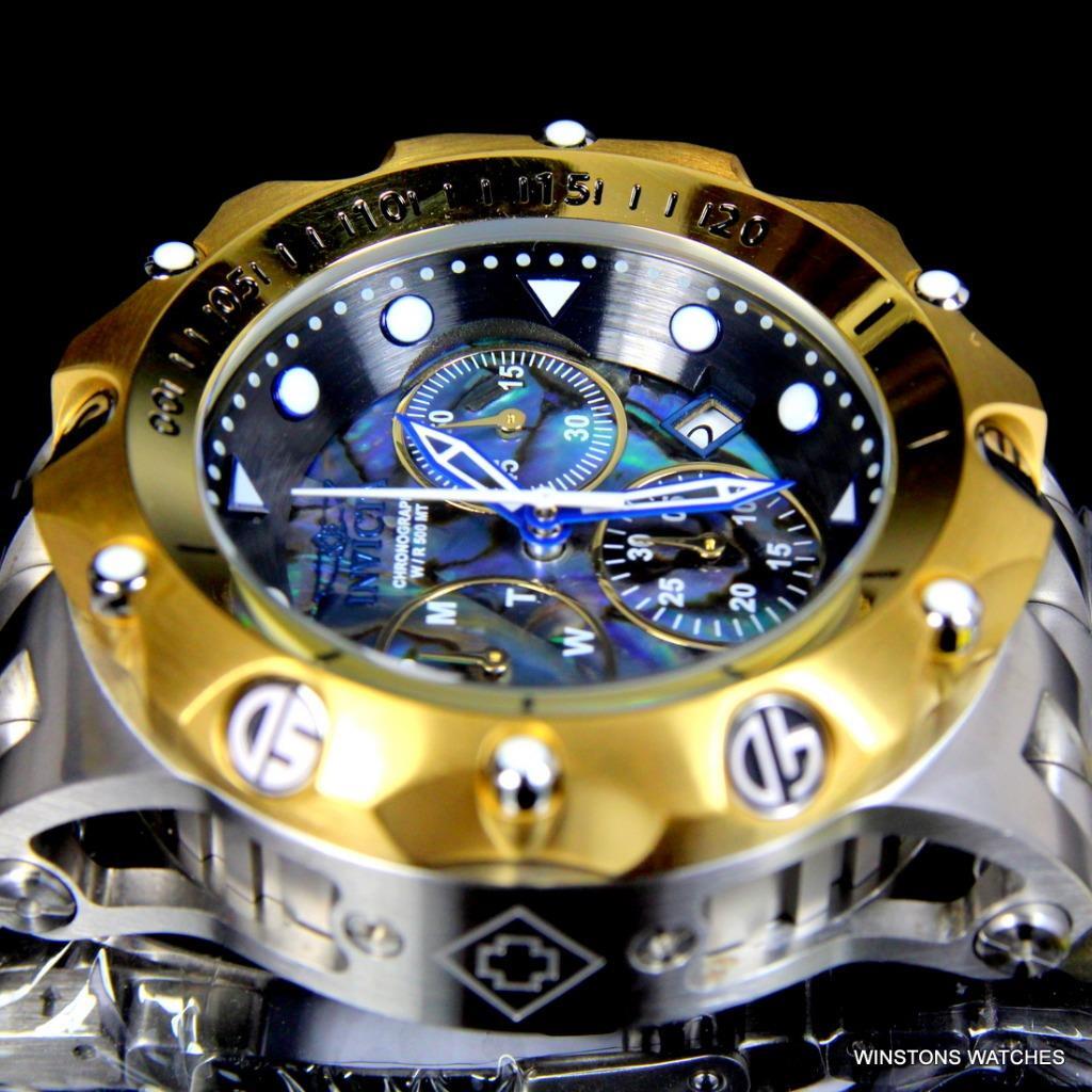 Invicta Reserve Venom Hybrid Abalone Chronograph 54mm Steel Gold Tone Watch New