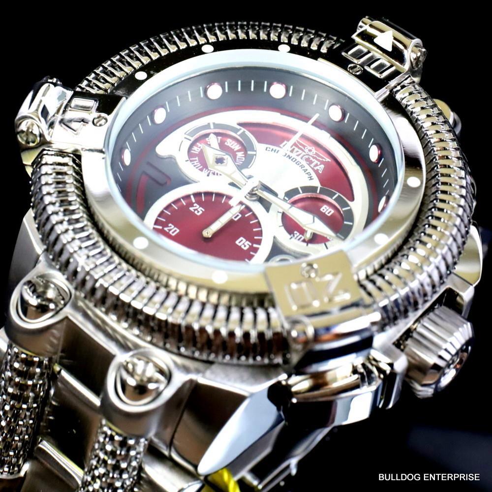 Invicta King Python Stainless Steel Ronda Z60 Burgandy Chronograph Watch New
