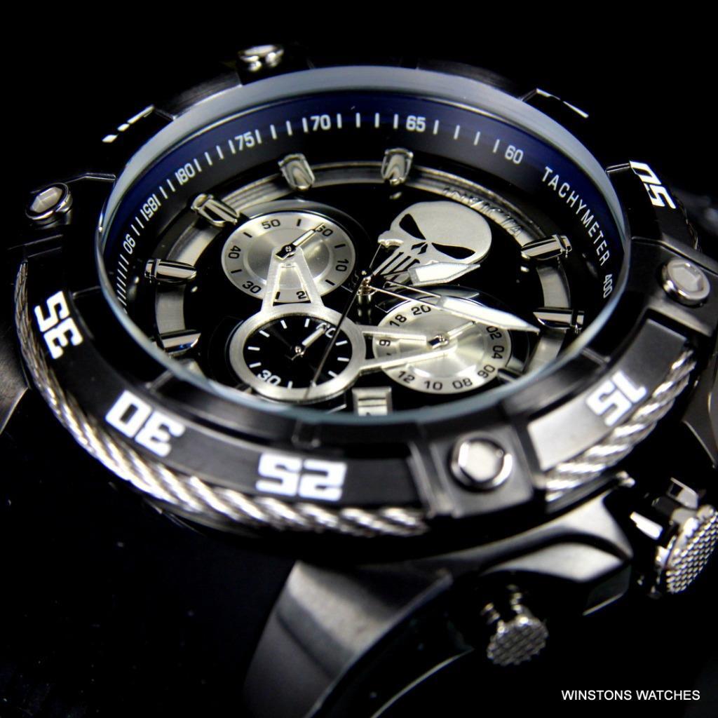 Invicta Marvel Punisher Bolt Viper 52mm Chronograph Black Limited Ed Watch New