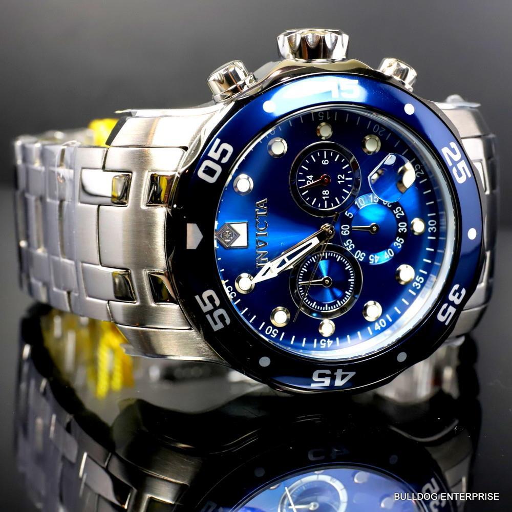 Invicta Pro Diver Scuba Chronograph 48mm Stainless Steel Bracelet Blue Watch New