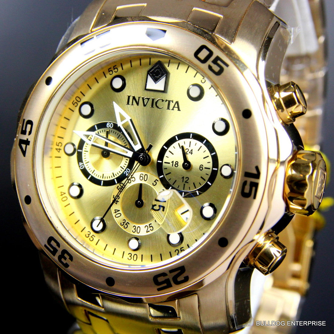 Men's Invicta Pro Diver Scuba 18kt Gold Plated Steel Chronograph 48mm Watch New