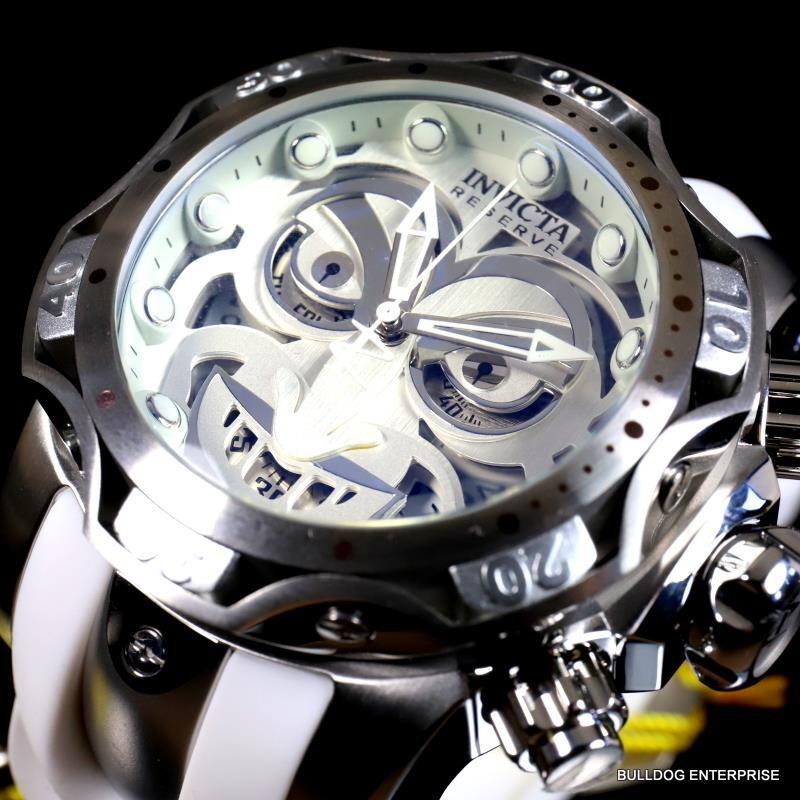 Invicta Reserve Venom DC Comics Joker White Silver-Tone 52mm Swiss Mvt Watch New