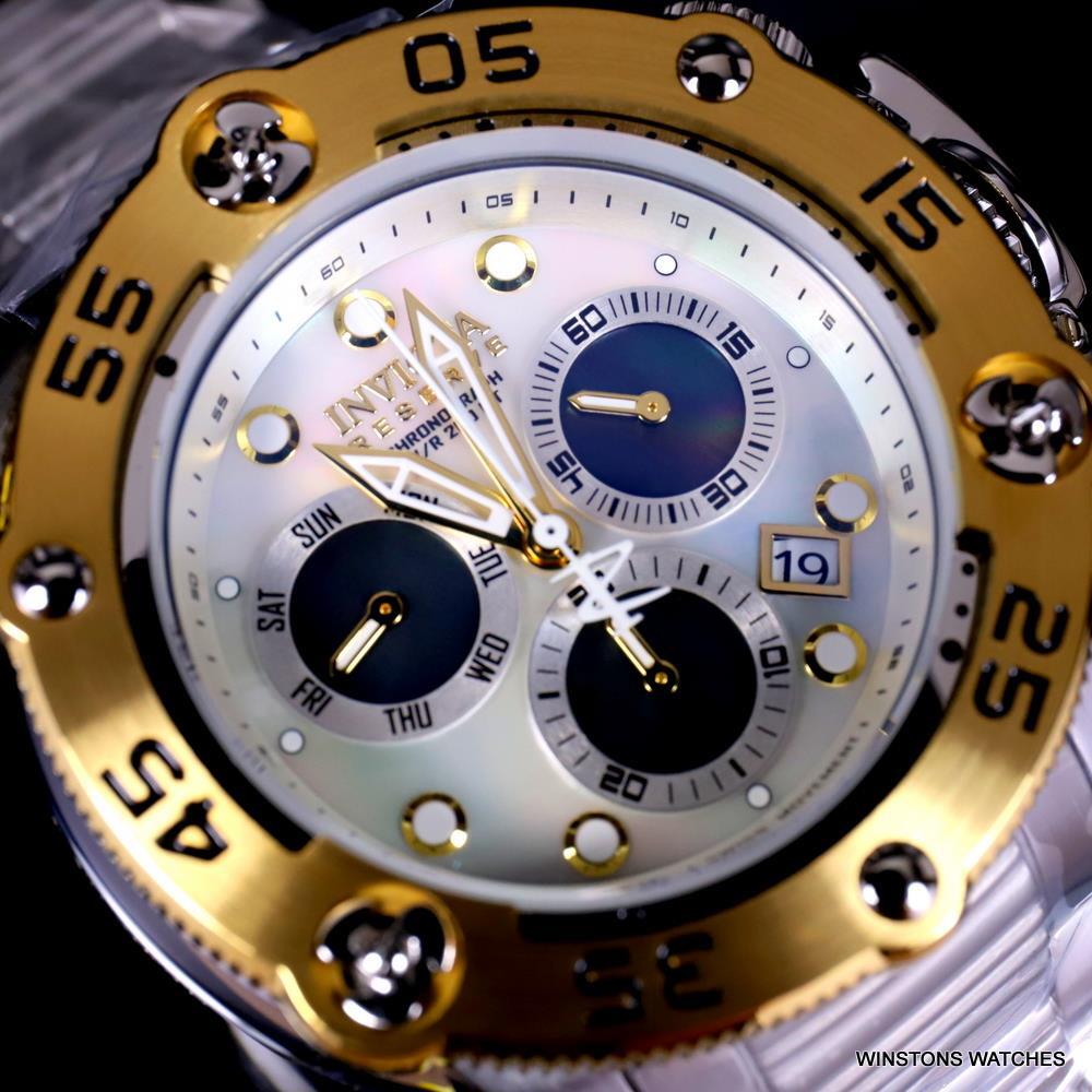 Invicta Reserve Sea Hunter Propeller Swiss Mvt Steel White MOP Watch 52mm New