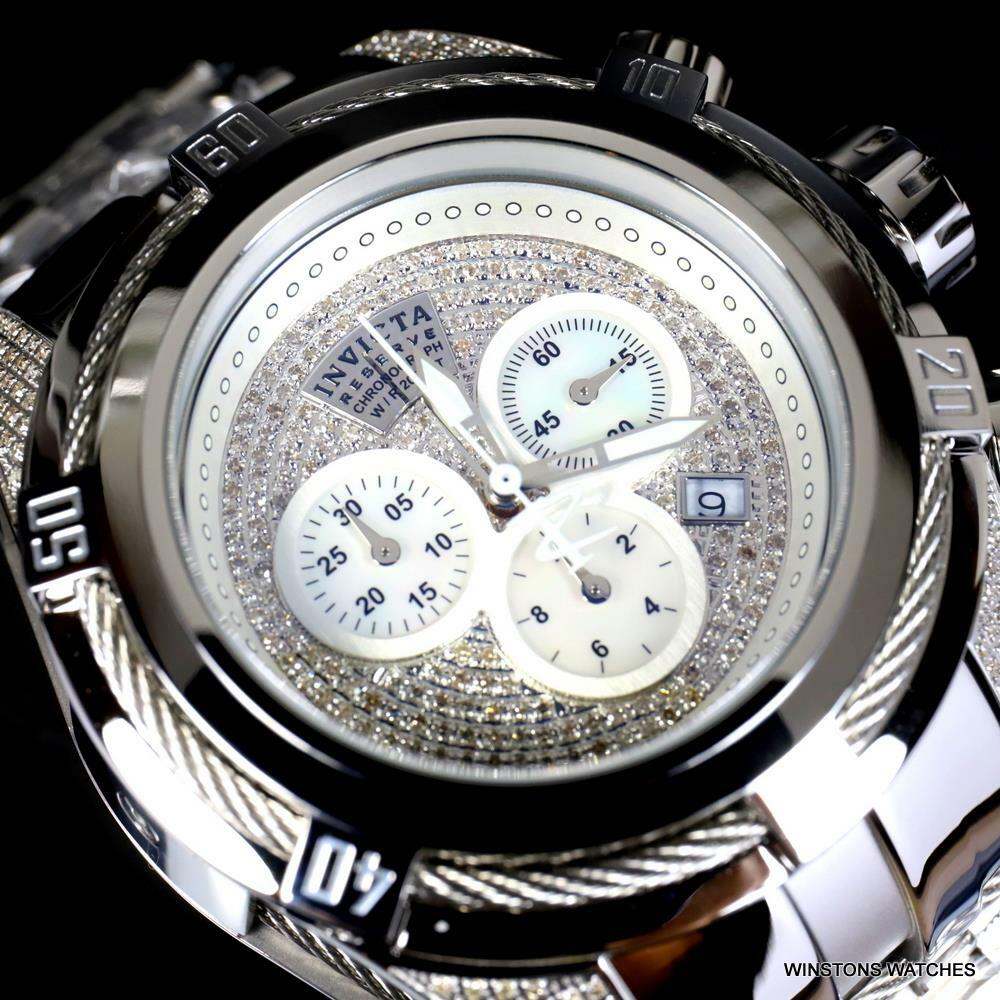 Invicta Reserve Bolt Zeus Diamond 50mm Polished Stainless Steel Swiss Watch New