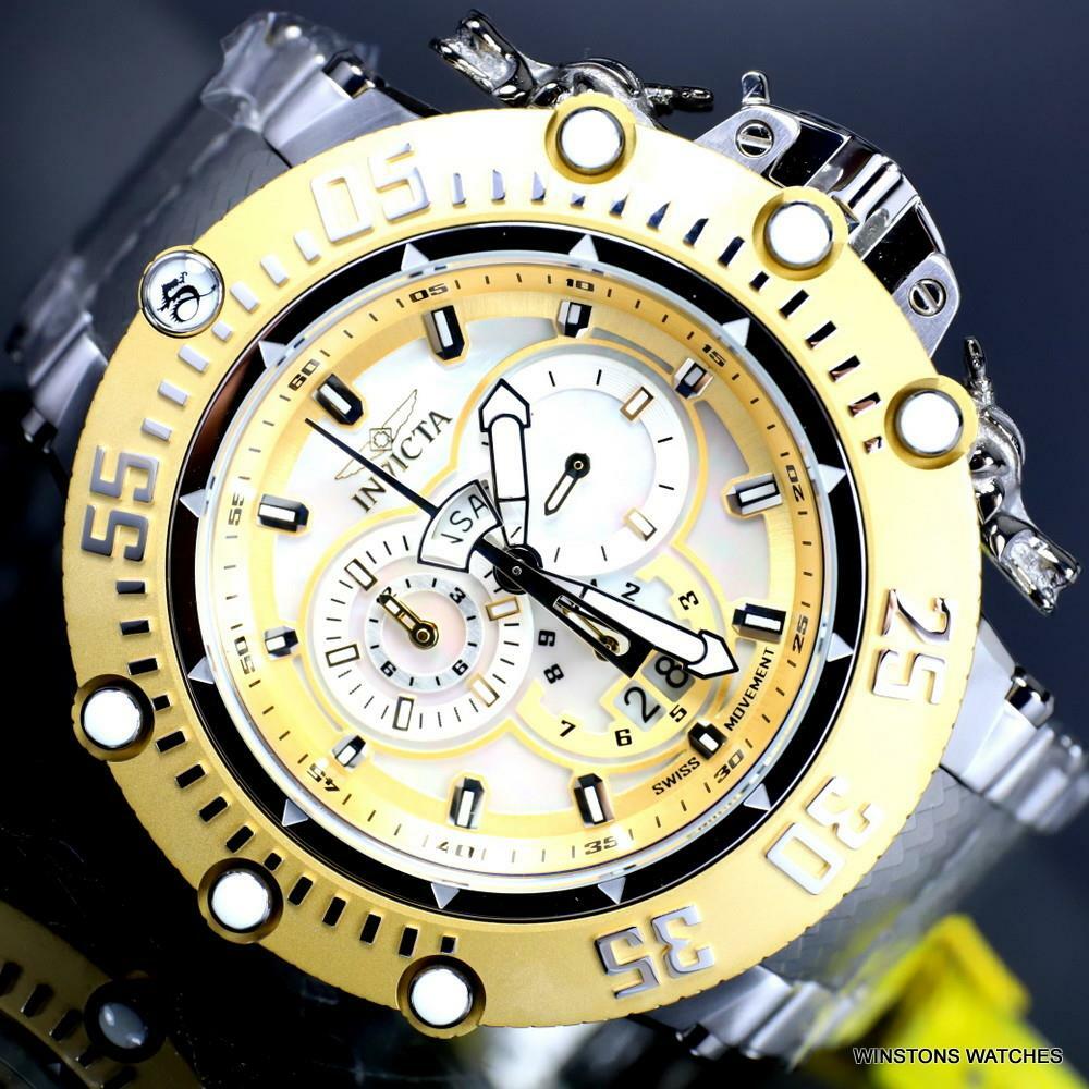 Invicta Subaqua Noma VII Gold Tone MOP Stainless Steel Swiss Mvt Watch 52mm New