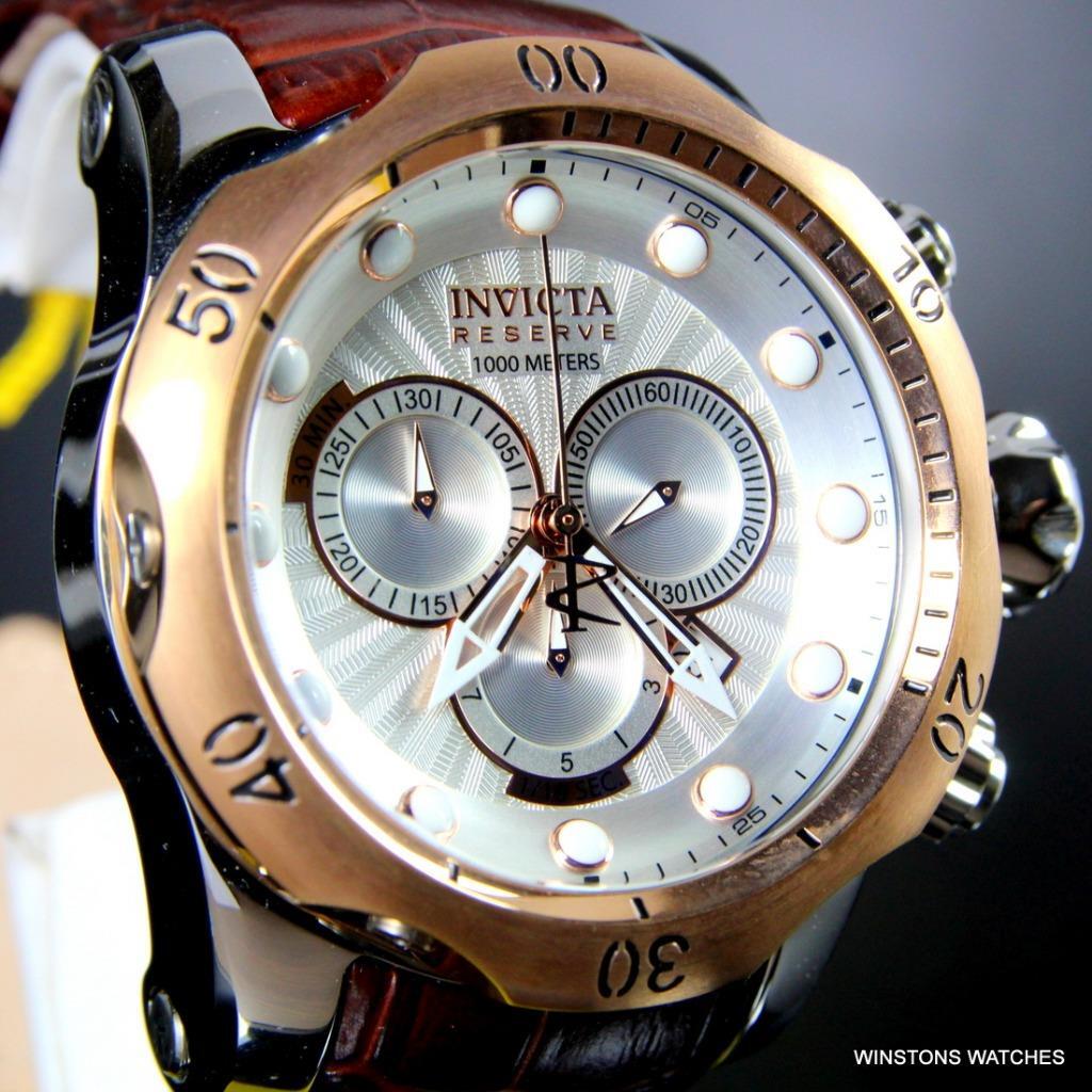 Invicta Reserve Venom Elegant Leather White Swiss Movement Chronograph Watch New