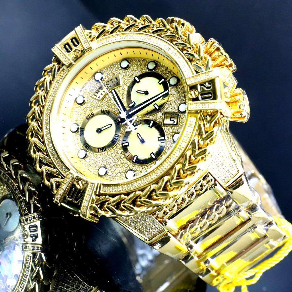Invicta Reserve Bolt Hercules 2.26 CTW Diamond Gold Plated Steel Swiss Watch New