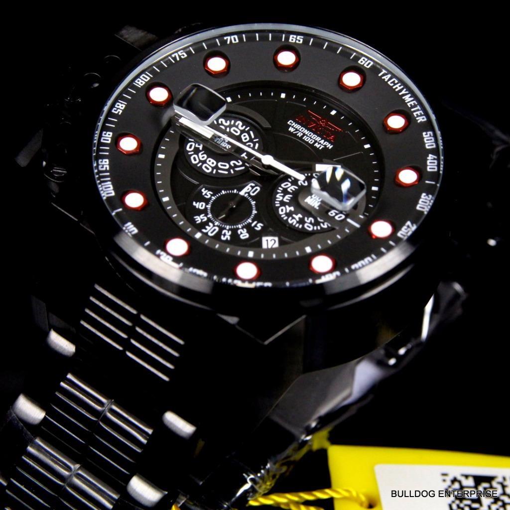 Mens Invicta I Force Bomber Chronograph Black Silicone 50mm Watch New