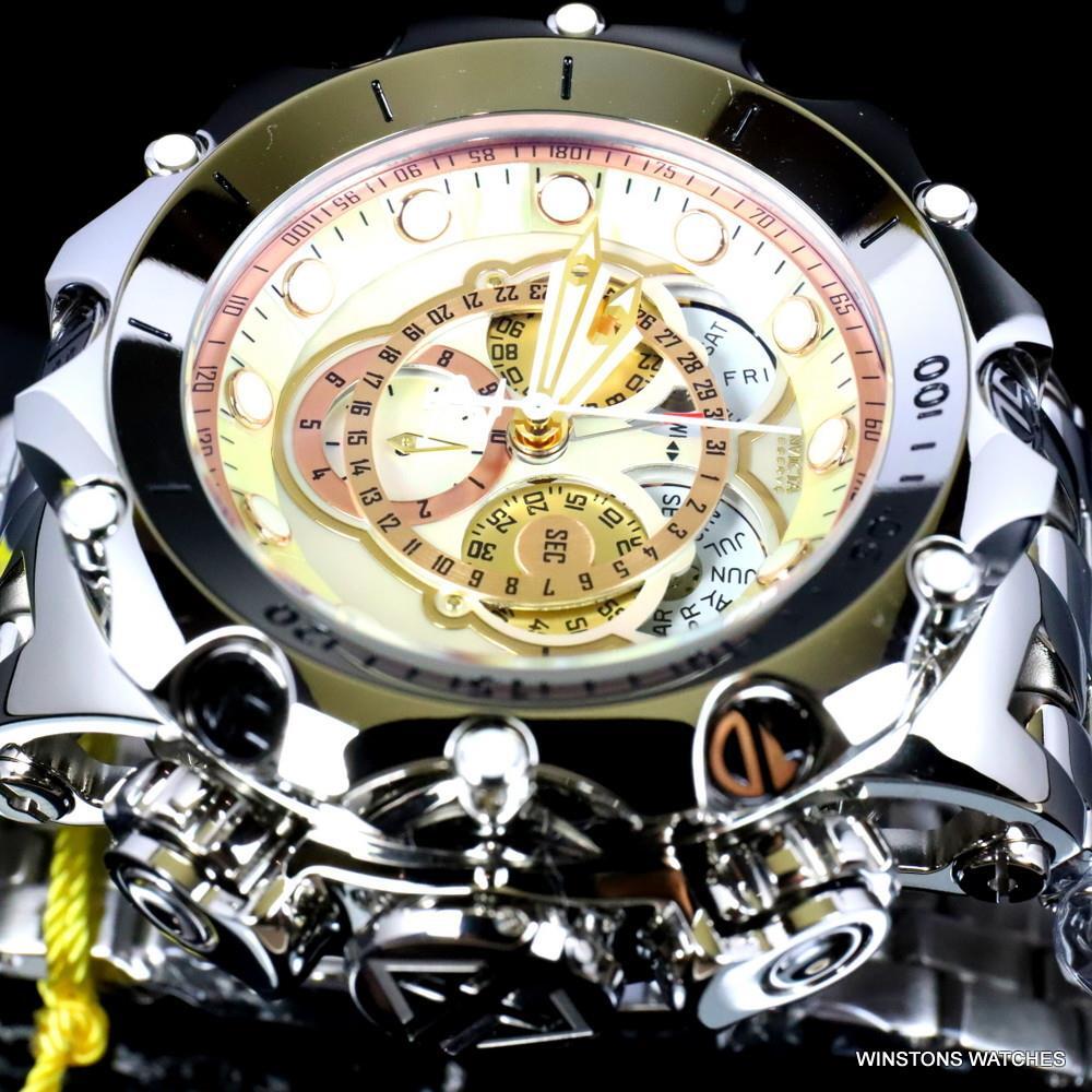Invicta Reserve Venom Fusian Swiss Master Calendar Steel Gold Tone Watch New