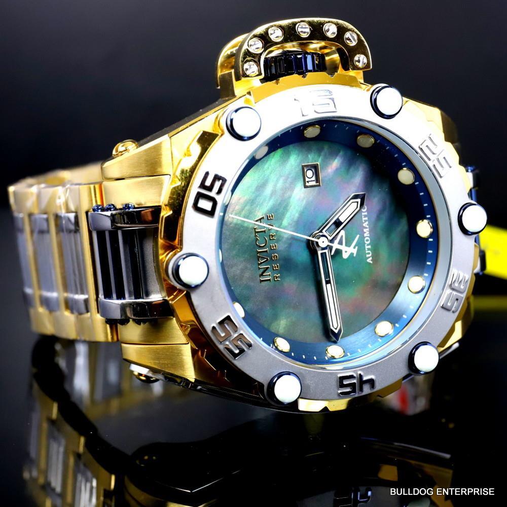 Invicta Reserve Flying Fox Gold 2 Tone Steel Black MOP Automatic 52mm Watch New