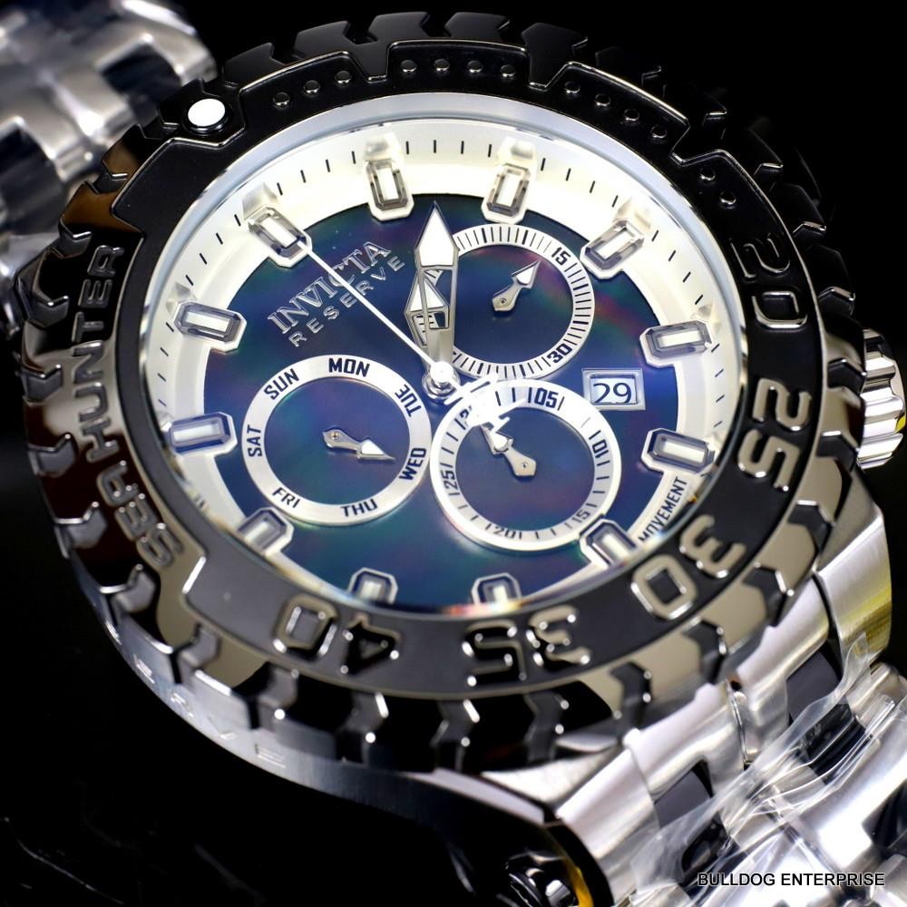 Invicta Reserve Sea Hunter Gen III Swiss Silver Tone Black Steel 58mm Watch New