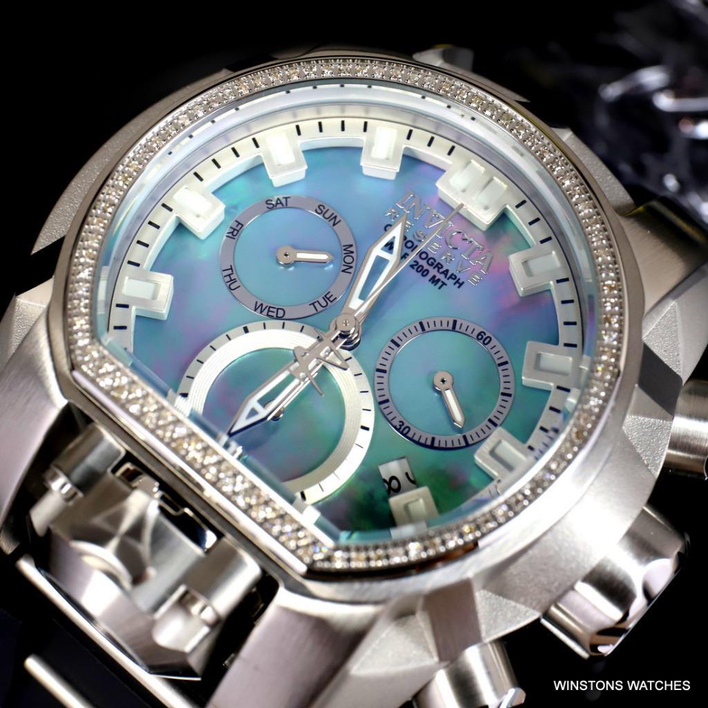 Invicta Reserve Magnum Bolt Zeus Diamond Platinum MOP Swiss Mvt 52mm Watch New