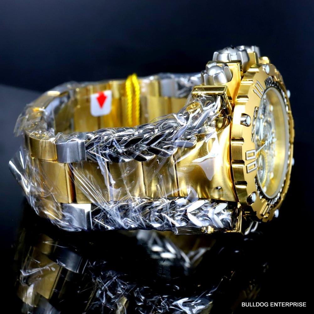 Invicta Reserve Gladiator 1.17CTW Diamond Gold Plated Steel Swiss 61mm Watch New