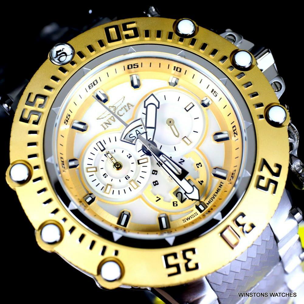 Invicta Subaqua Noma VII Gold Tone MOP Stainless Steel Swiss Mvt Watch 52mm New