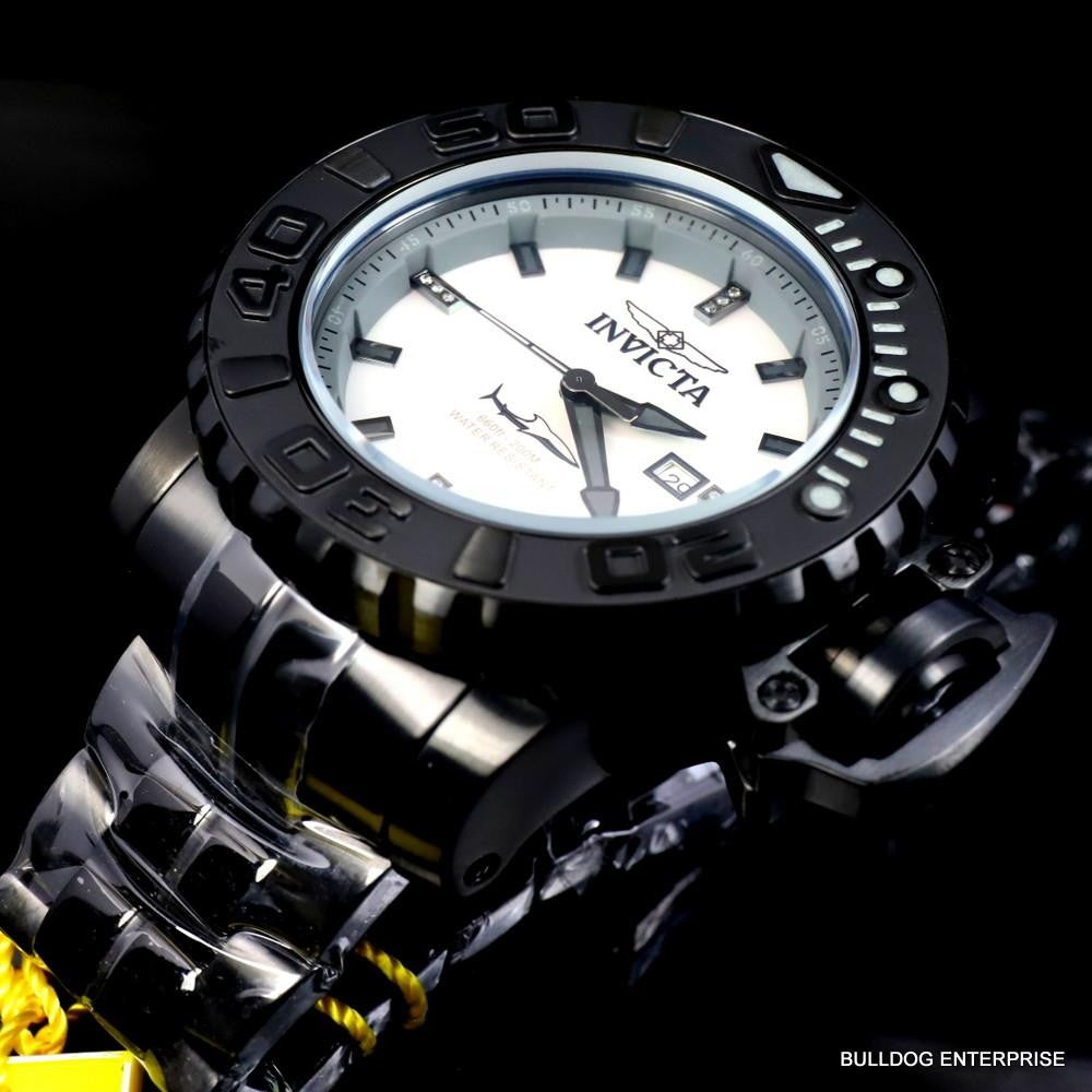 Invicta Sea Hunter Gen II Black Steel Platinum Automatic Diamond 58mm Watch New