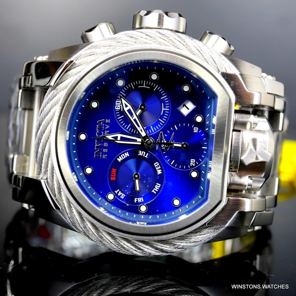Invicta Reserve Bolt Zeus Magnum Cable Steel Blue Swiss Mvt 52mm Watch New