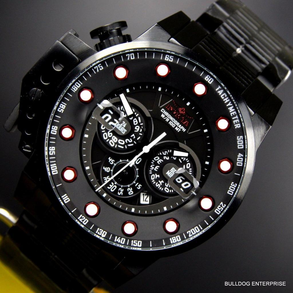 Mens Invicta I Force Bomber Chronograph Black Silicone 50mm Watch New
