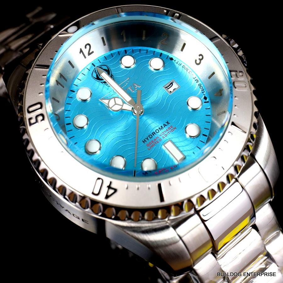 Invicta Hydromax Ocean Voyage Aqua Blue Steel Chronograph Limited Edtn 52mm New