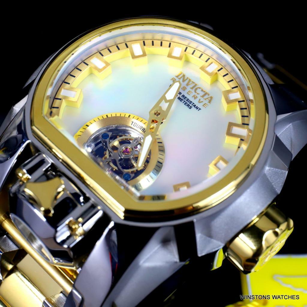 Invicta Reserve Magnum Bolt Zeus Tourbillon MOP 2 Tone Steel 52mm Watch New