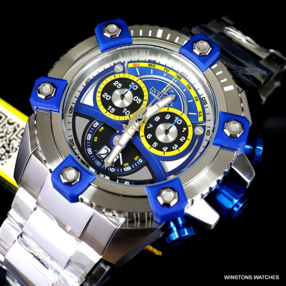 Invicta Reserve Grand Octane 63mm Stainless Steel Swiss Blue Chrono Watch New