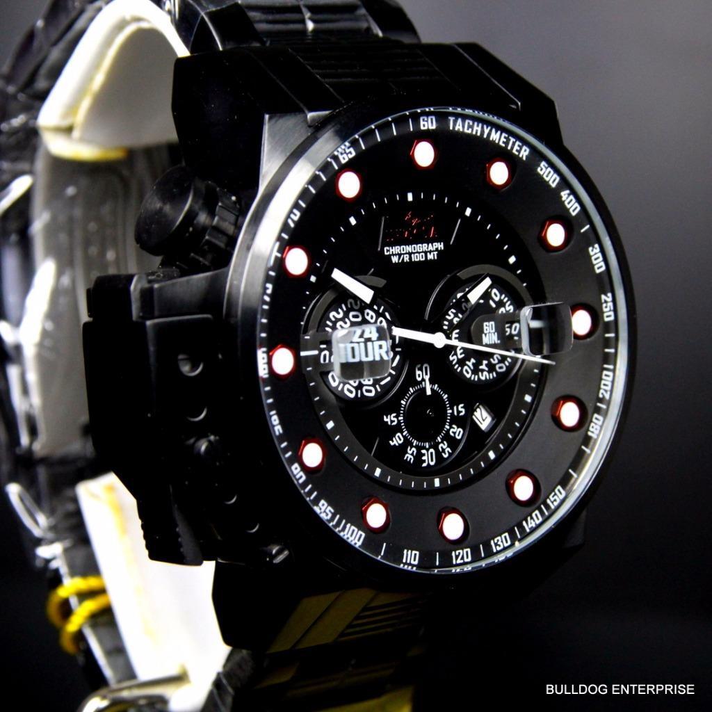 Mens Invicta I Force Bomber Chronograph Black Silicone 50mm Watch New
