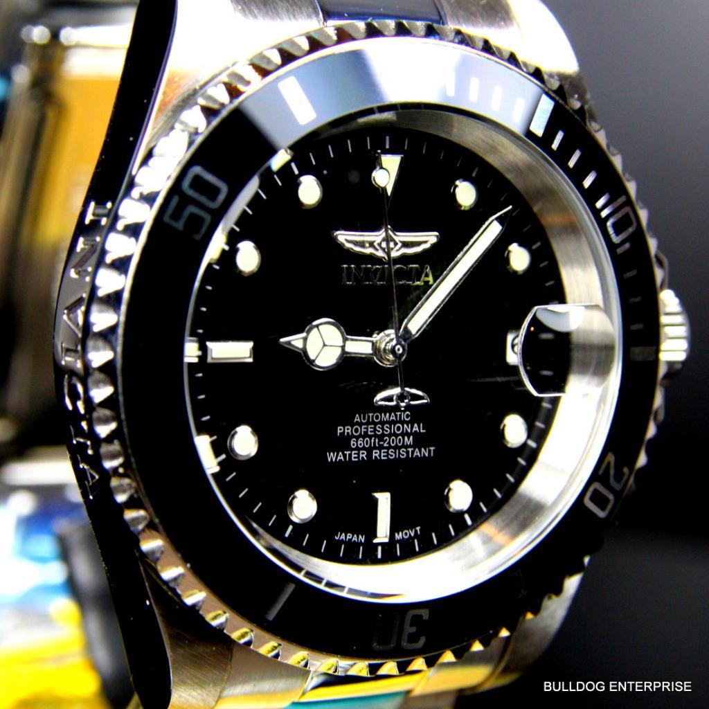 Invicta Pro Diver Steel Silver Tone Black NH35A Automatic Watch Coin Bezel New