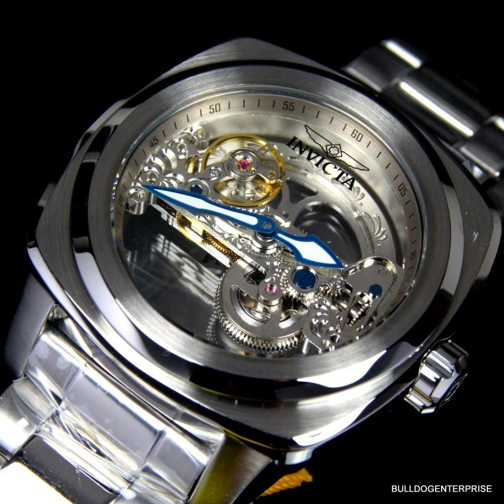 Invicta Aviator Ghost Bridge Mechanical Skeleton Silver Steel 48mm Watch New