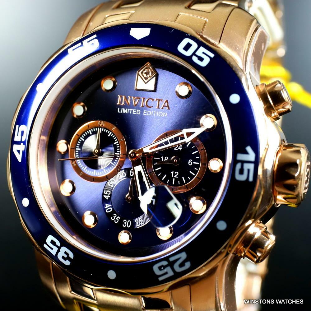Invicta Pro Diver Scuba Rose Gold Plated Limited Edition 48mm Blue Watch New