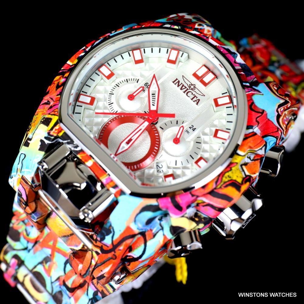 Invicta Reserve Bolt Zeus Magnum Graffiti Steel Red Swiss Mvt Watch 52mm New