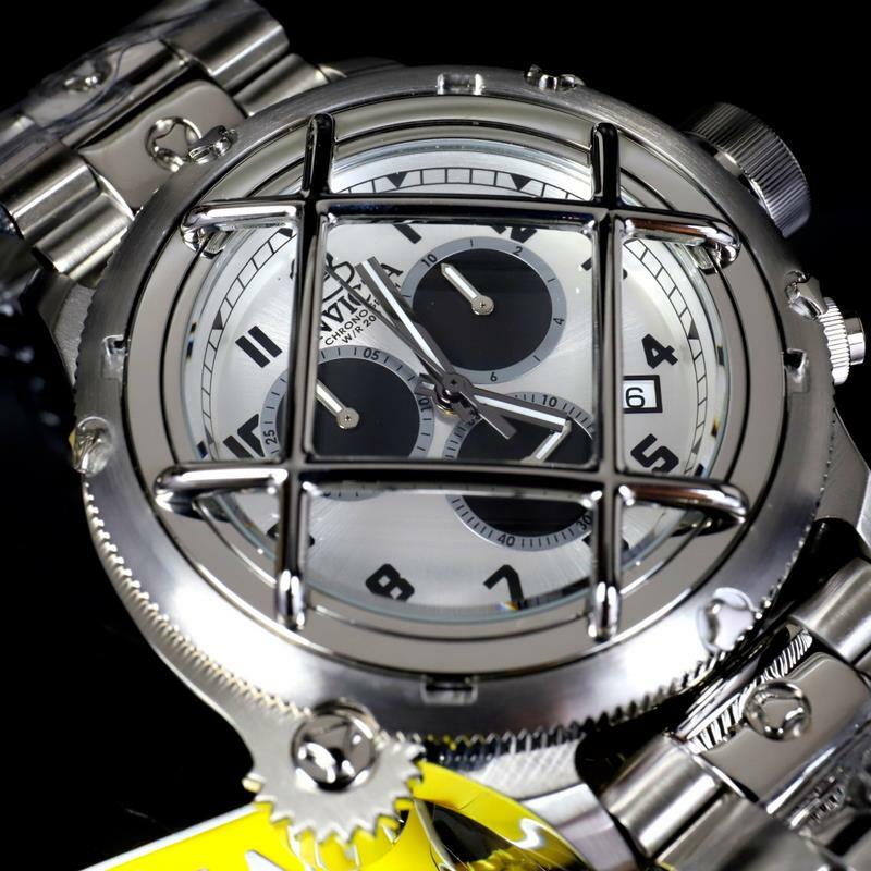 Invicta Russian Diver Nautilus Cage Swiss Mvt Steel Silver 52mm Chrono Watch New