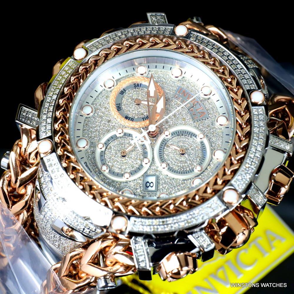 Invicta Reserve Gladiator 2.92CTW Diamond 2 Tone Rose Swiss Steel 61mm Watch New