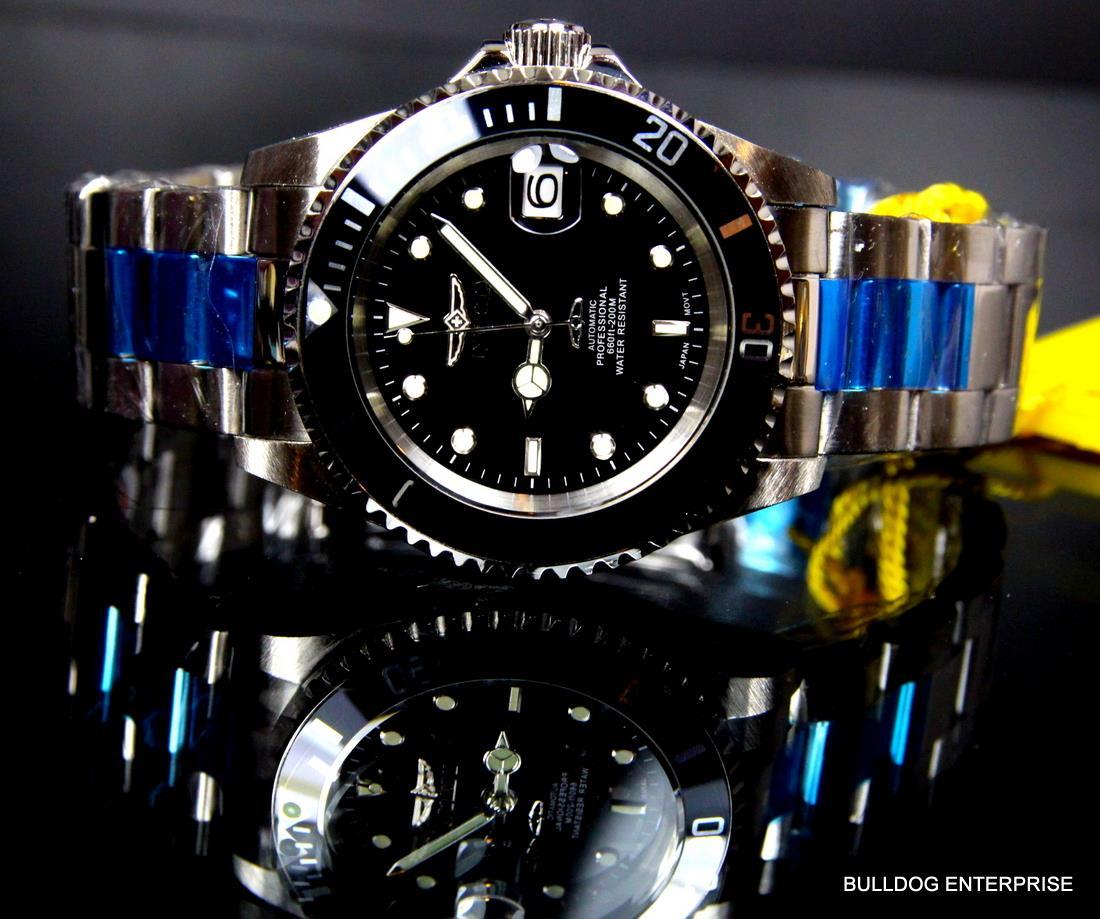 Invicta Pro Diver Steel Silver Tone Black NH35A Automatic Watch Coin Bezel New