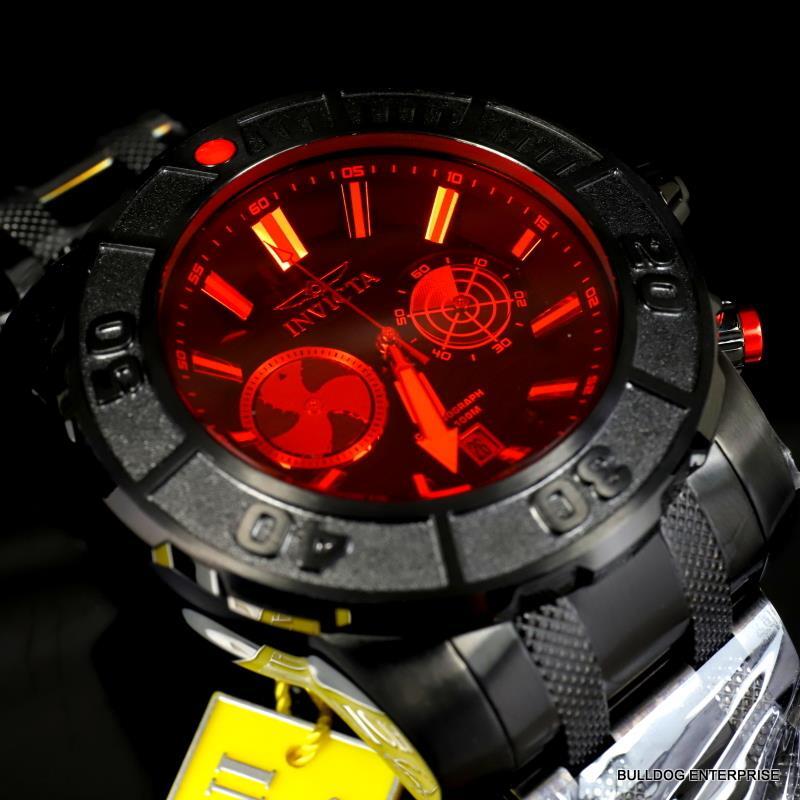 Invicta Coalition Forces Sonar Radar Black Stainless Steel Red 58mm Chrono New