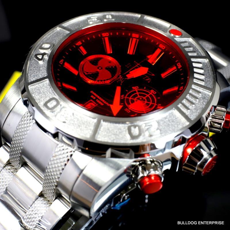 Invicta Coalition Forces Sonar Radar Stainless Steel Red 58mm Chronograph New