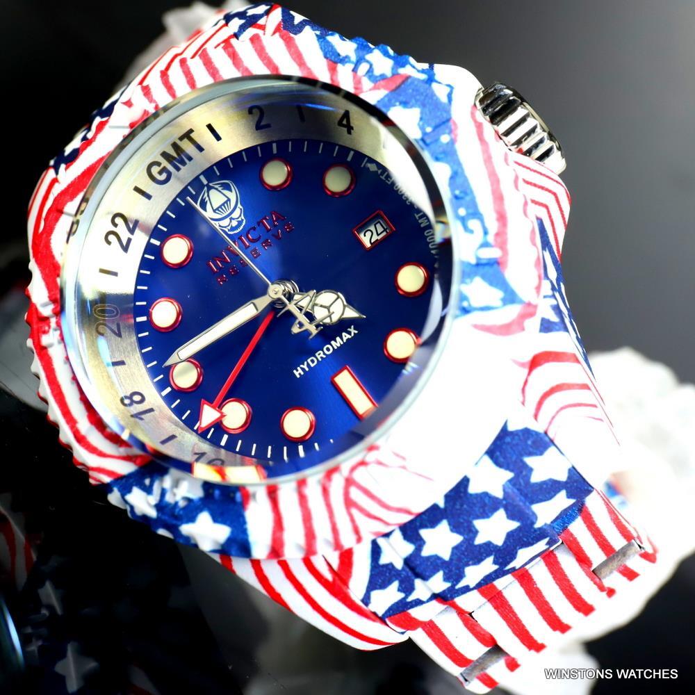 Invicta Reserve Hydromax Hydroplated USA Flag Stars Stripes 52mm Swiss Watch New