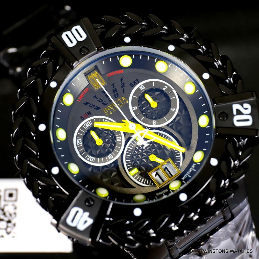 Invicta JT Hercules Bolt Reserve Black Steel Swiss Chronograph 56mm Watch New