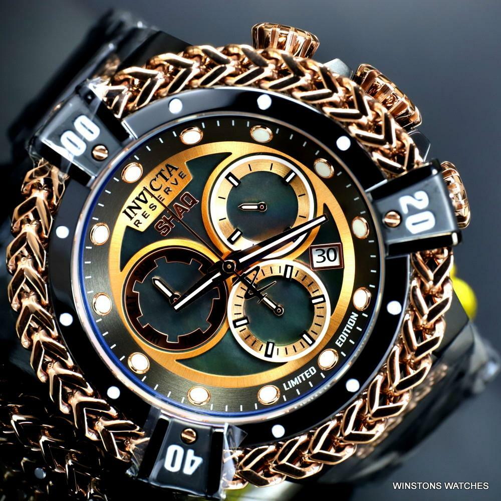 Invicta Reserve Shaq Hercules Black MOP Steel Rose Gold Swiss Mvt Watch 56mm New