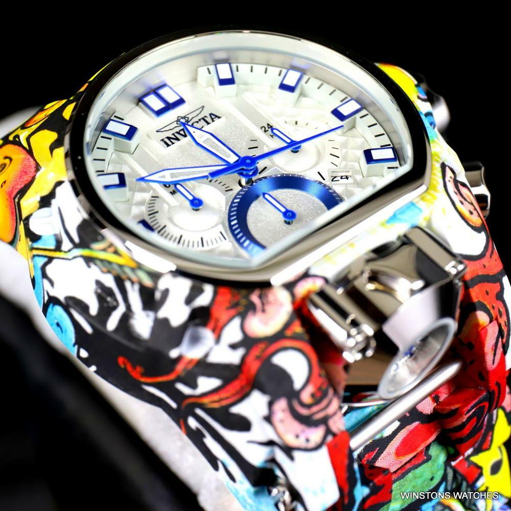 Invicta Reserve Bolt Zeus Magnum Graffiti Steel Blue Swiss Mvt Watch 52mm New