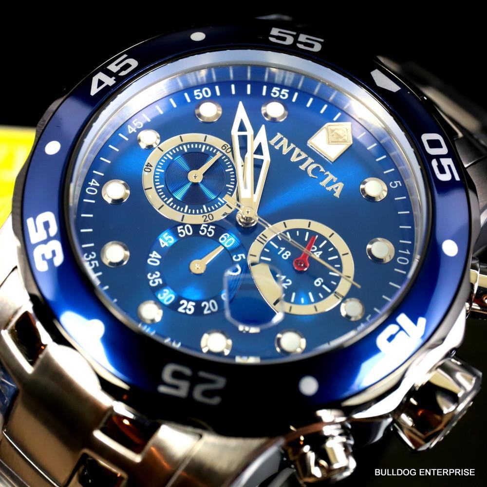 Invicta Pro Diver Scuba Chronograph 48mm Stainless Steel Bracelet Blue Watch New